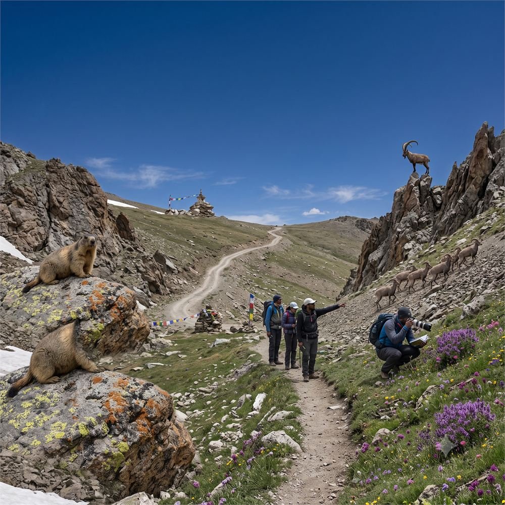 The high alpine landscape of Wari La pass in Ladakh
